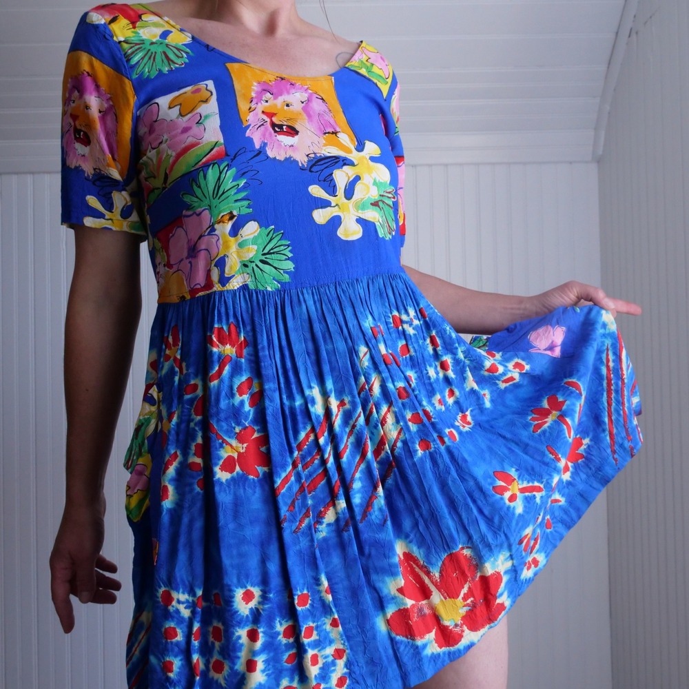 Perfect vintage 80s/90s Jam's World lion print baby doll sundress
